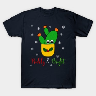 Prickly And Bright - Opuntia Microdasys Cactus In Christmas Holly Pot T-Shirt